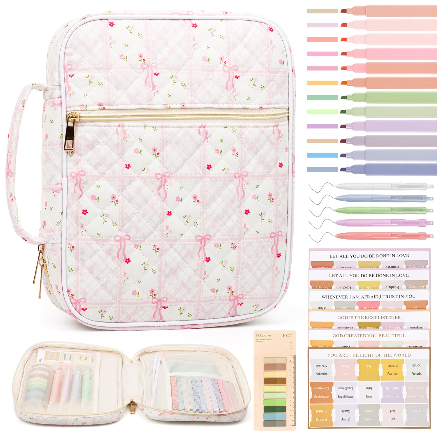 Bible Cover Case for Women Bible Bag w/Handles Bible Study Supplies