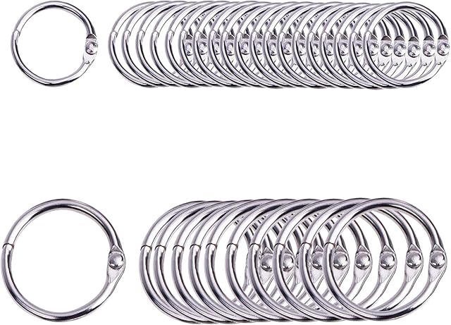 30 Pack Loose Leaf Binder Rings Key Keychain Rings Index Card Rings 20Pack 1 inch Diameter 10Pack 1.8 inch Diameter