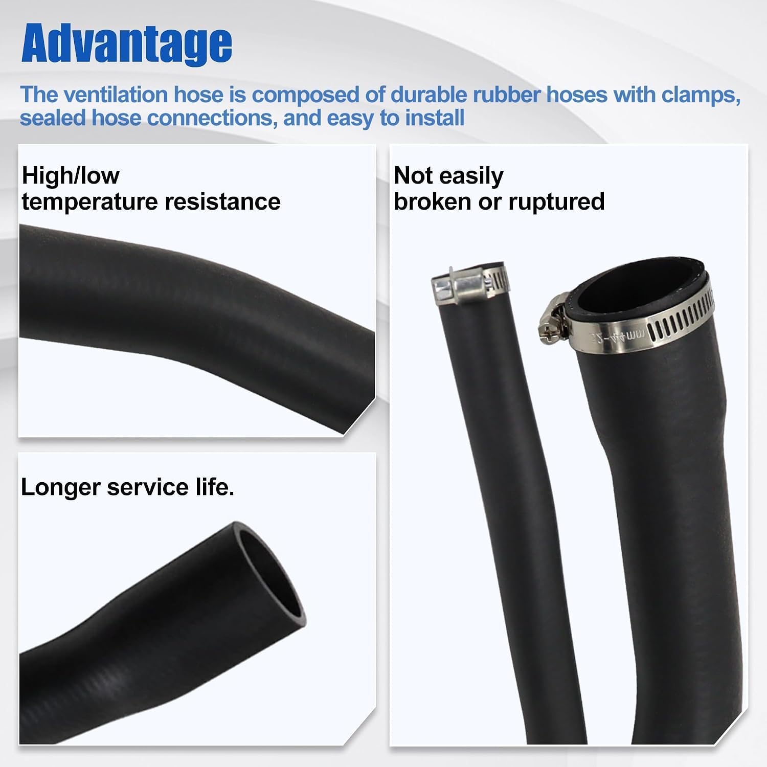52100131AD Fuel Fill and Vent Hose Kit w/ 4 Clamps Compatible With 1997 1998 1999 2000 2001 Jeep Cherokee XJ 2.5L 4.0L(Rubber-BLACK) Replace 52100132AB