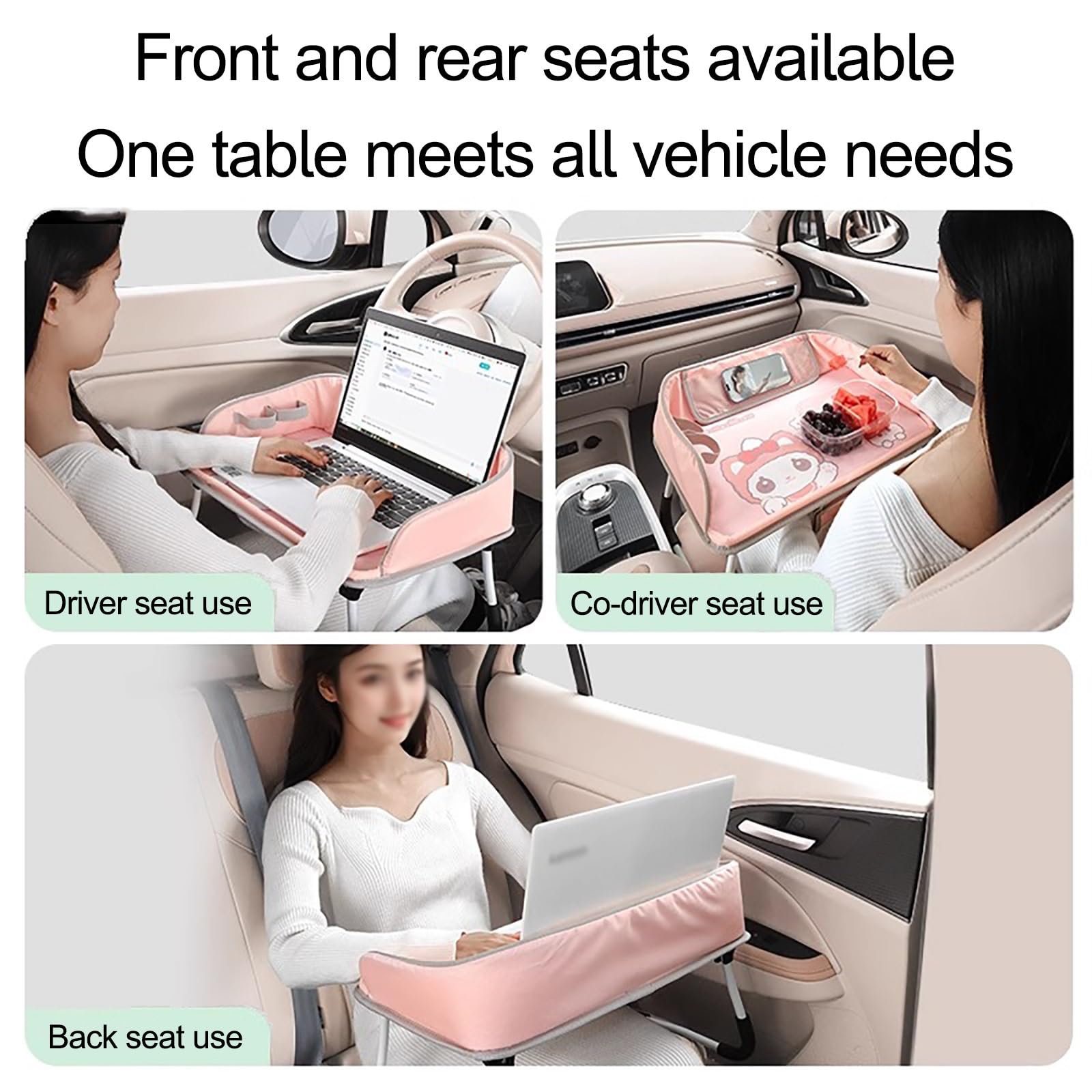 Organizer per seggiolino Auto con Spallacci Regolabili in Lunghezza, Auto Organizzatore Kick Mats Impermeabile Sedile Posteriore, Organizer per sedili Posteriori con(Pink)