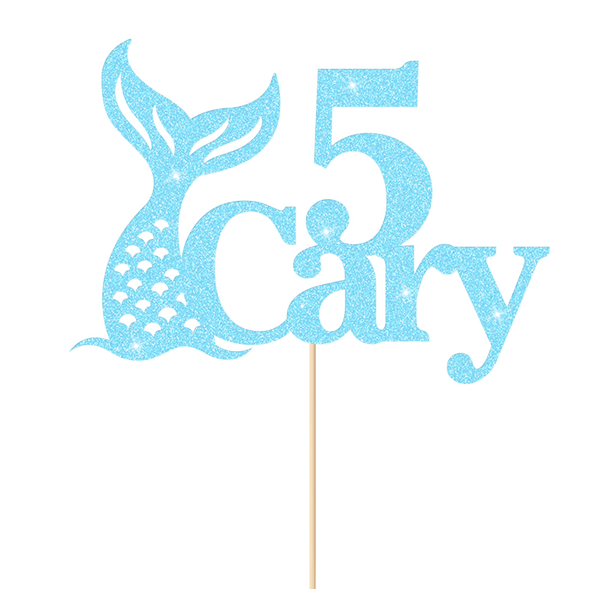 Personalised Cake Topper Mermaid Cake Topper Birthday Cake Toppers Cake Decoration with Any Name & Age 11 Colors Birthday DΓ©cor for 3th 5th 10th 12th 18th (Baby Blue)