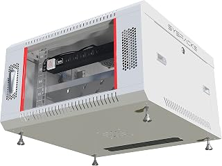 6U Wall Mount Network Rack Cabinet Enclosure - Small Server Cabinet for Home or IT Use, 24-Inch Deep, 19-Inch Rackmount, Lockable, Glass Door, with Mounting Rails and Cooling Fan, Gray