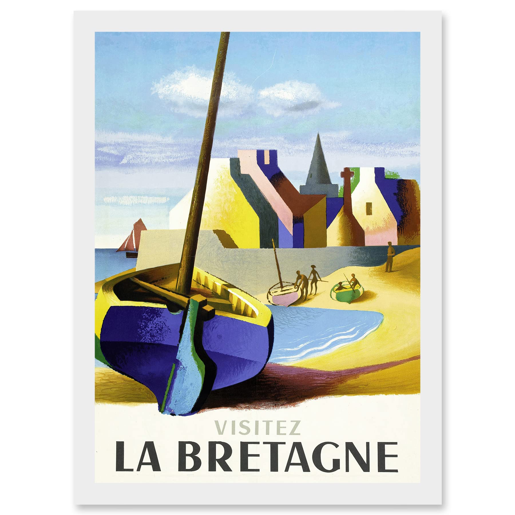 Framed Wall Art Print A4 - Nathan Visit Brittany Bretagne Railway Travel Advert France - Artery8