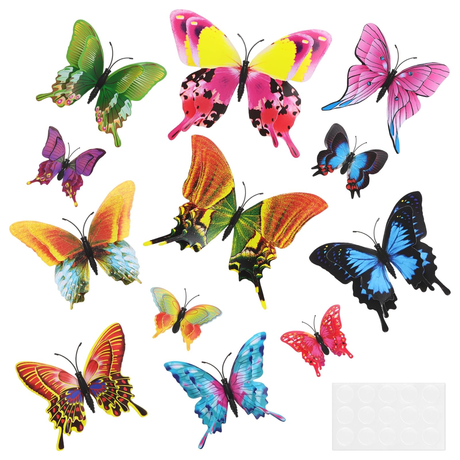 M METERXITY 12 Pack Butterfly Wall Decor, 3D Butterfly Stickers Spring Decor, Magnetic Wall Decal for Garden, Home, Wedding, Birthday Party Decorations [Theme F,Blue]