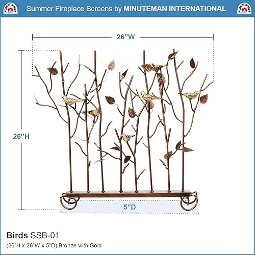 Miniatura 3 de Chimenea decorativa de verano con diseño de pájaros, color bronce, 26 x 5 x 26 pulgadas