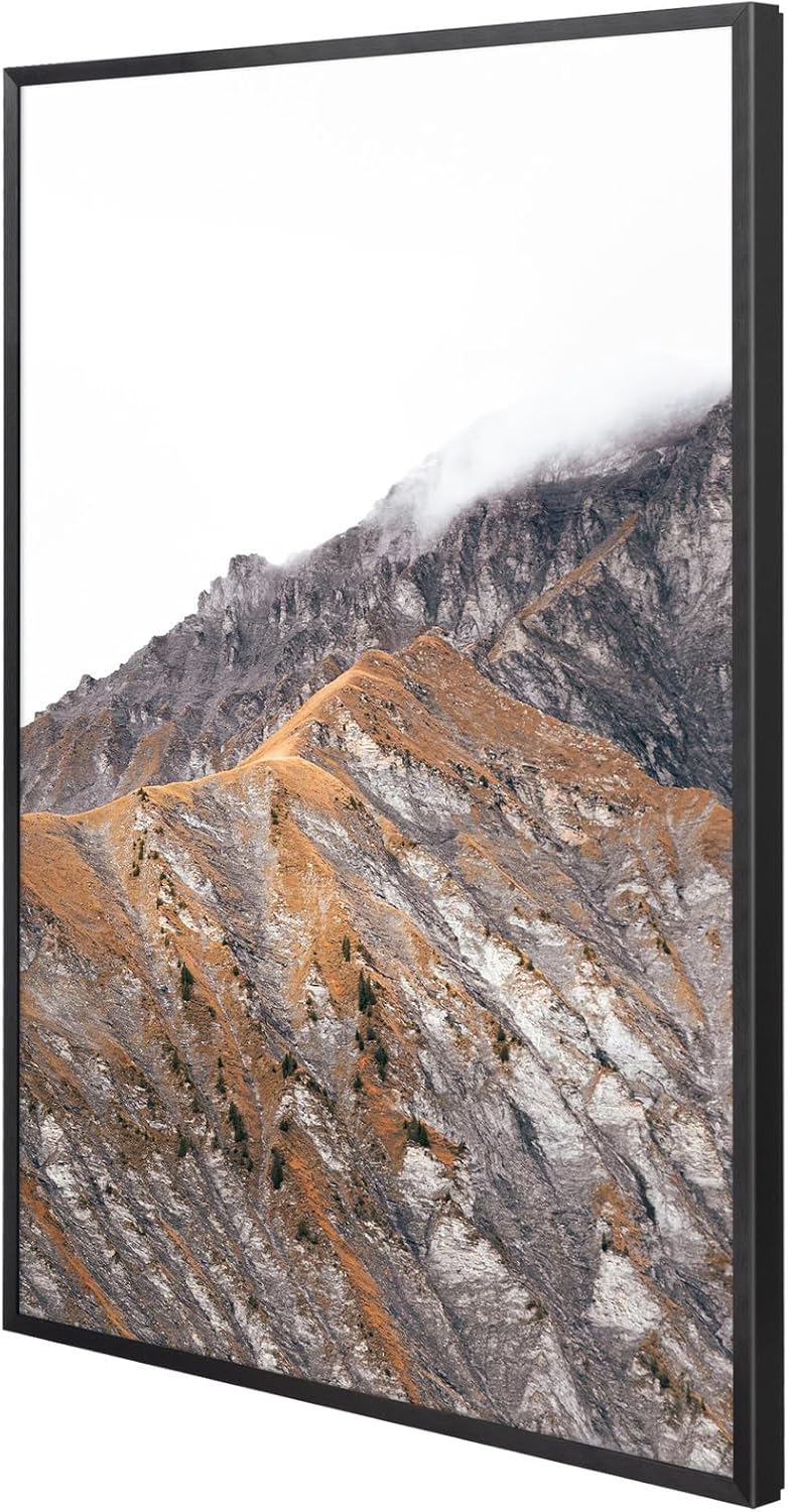 Frametory, A2 Aluminum Poster Frame, Acrylic Front, Thin Metal Picture Frames for 16.5x23.4 Photo, Horizontal/Vertical Wall Mount (1 Pack, Black)