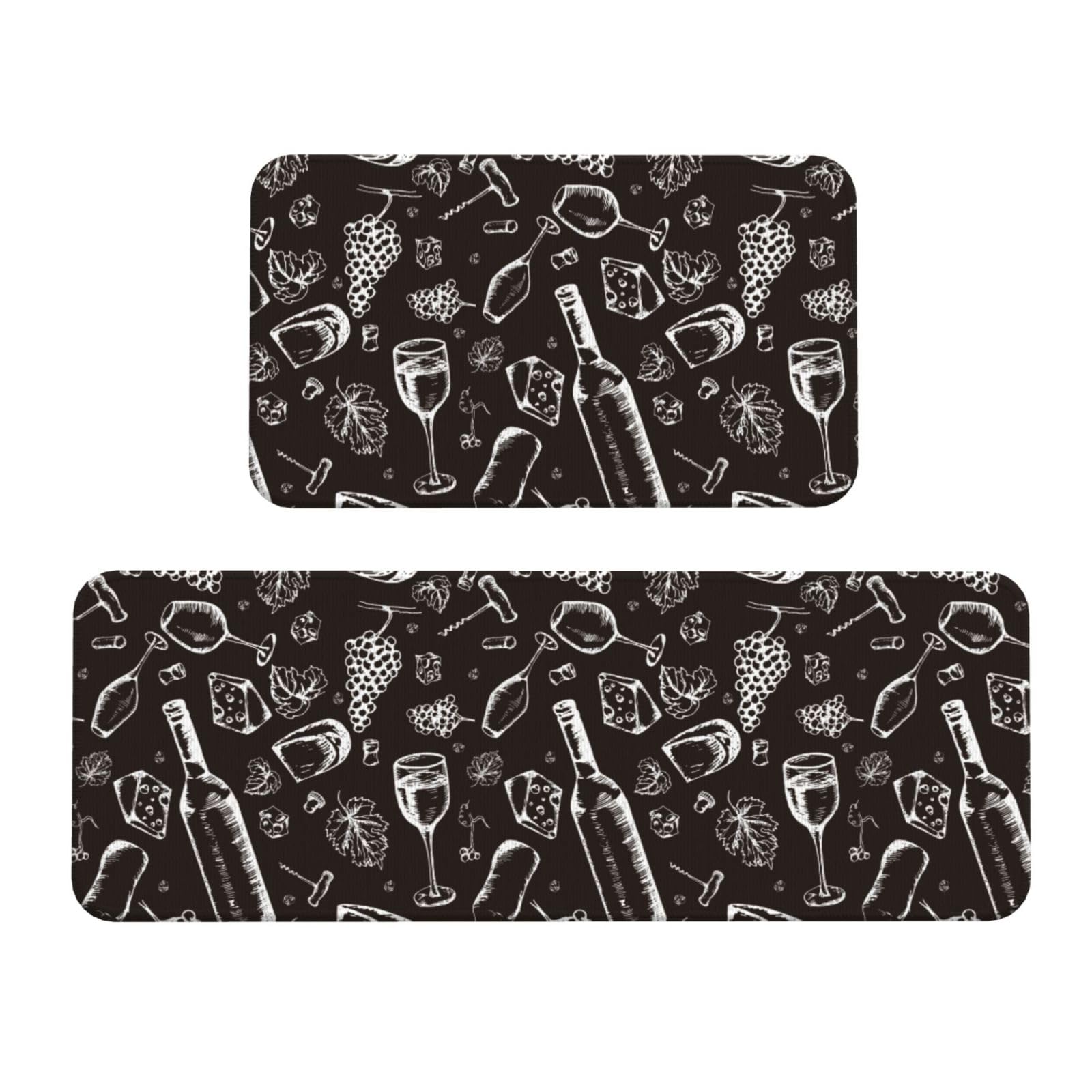 Nahtlose Küchenmatte für Boden, Bauernhaus-Küchenteppich, 2er-Set, rutschfeste Küchenbodenmatte für Waschbecken, Wäsche, Büro, Zuhause, Schreibtisch, 43,2 x 129,2 cm + 43,2 x 73,2 cm