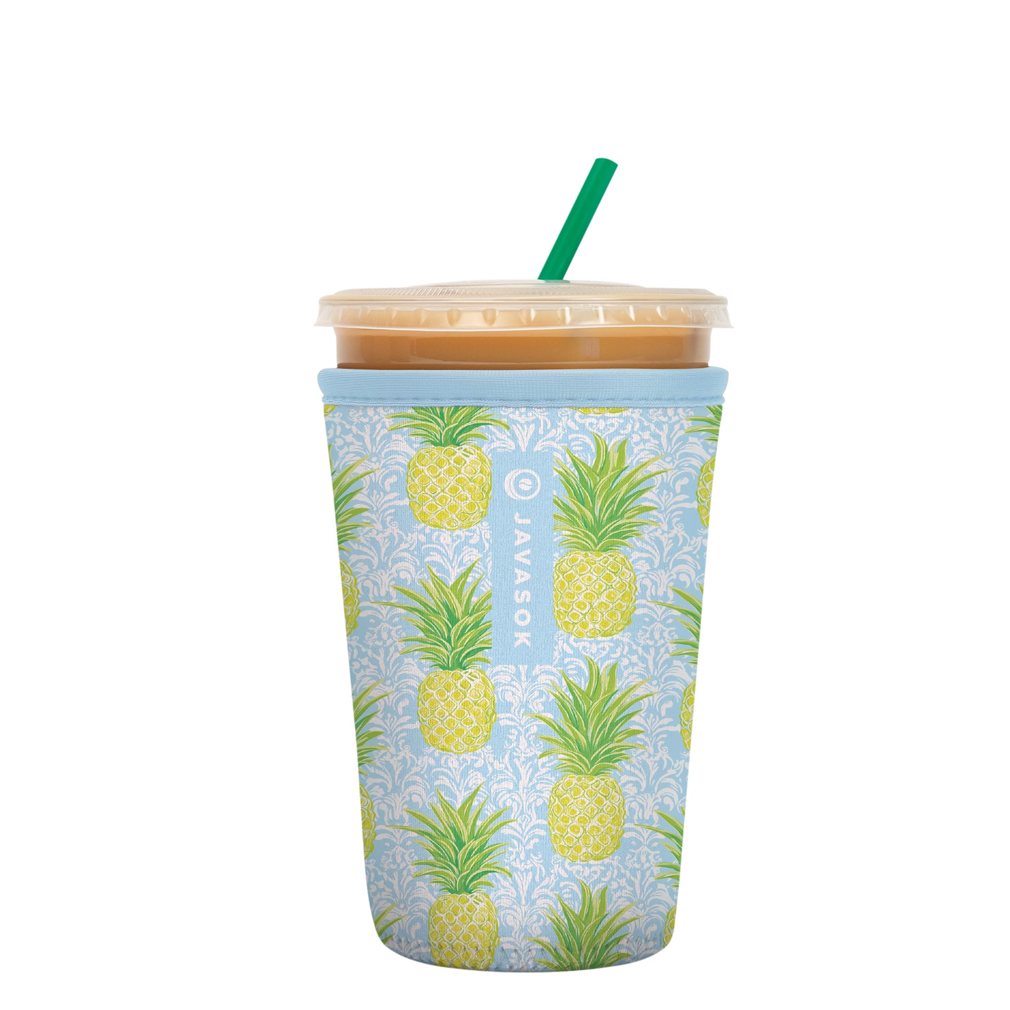 Sok It JavaSok Iced Coffee &amp; Cold Soda Insulated Neoprene Cup Sleeve (The Preppy Pineapple, Medium: 22-28oz)