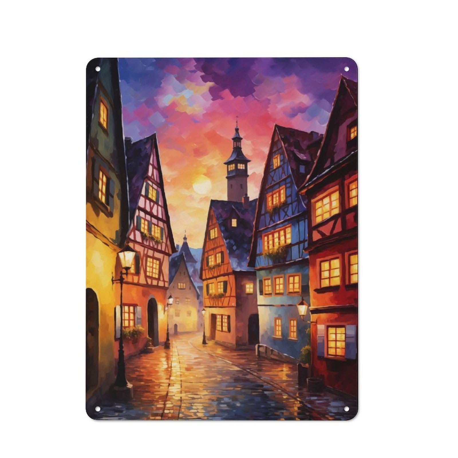 Junmoney Beautiful Bavarian Sunrise Rustic Metal Plaque 40X30cm For Hobby Room Or Studio, For Vintage Wall Decor Fans, For Garage And Workshop Walls