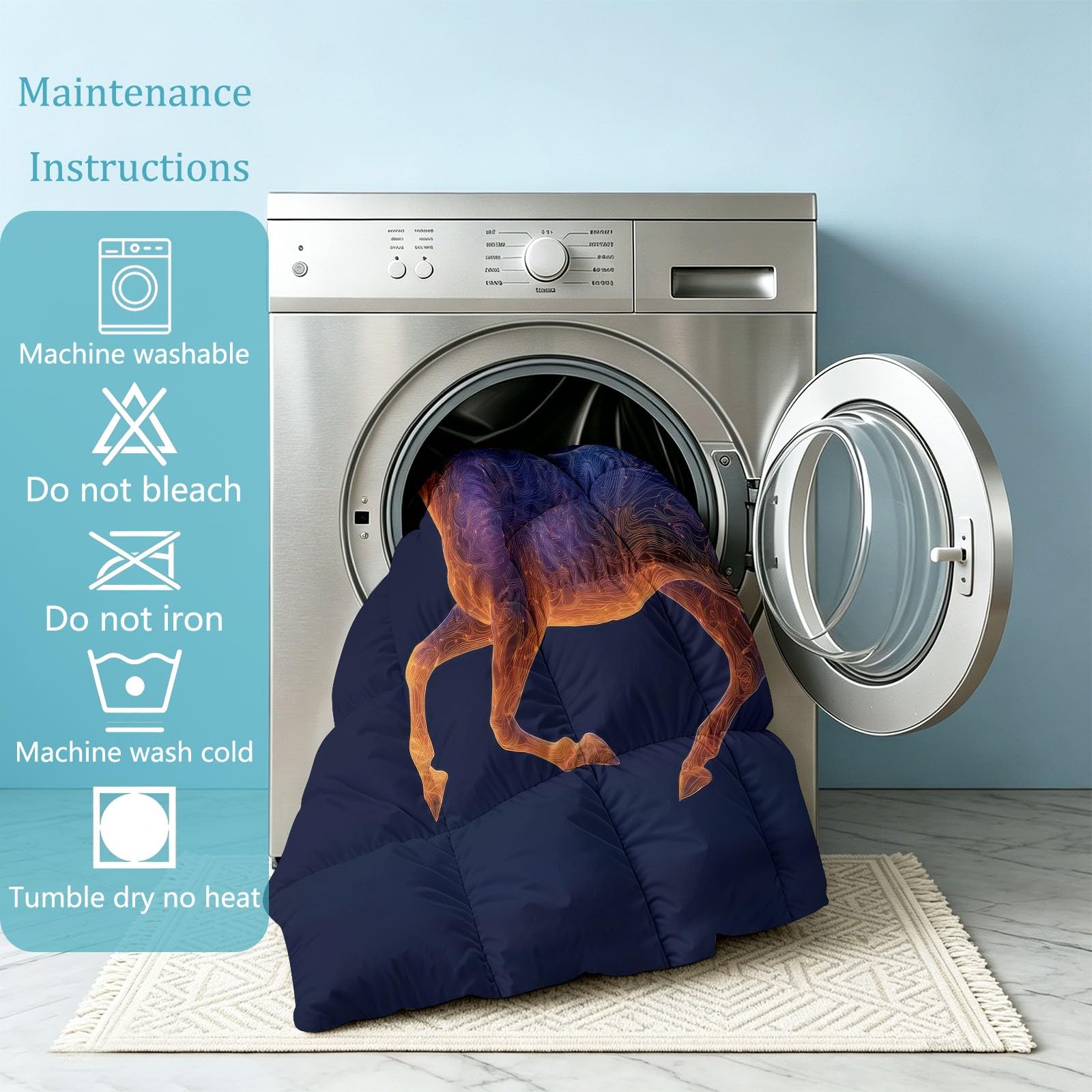 Edredón de 240 x 260 cm, cielo estrellado caballo para cama de 2 personas, edredón fantástico animal cificción, universo, reversible, 4 estaciones, manta transpirable y suave para adolescentes