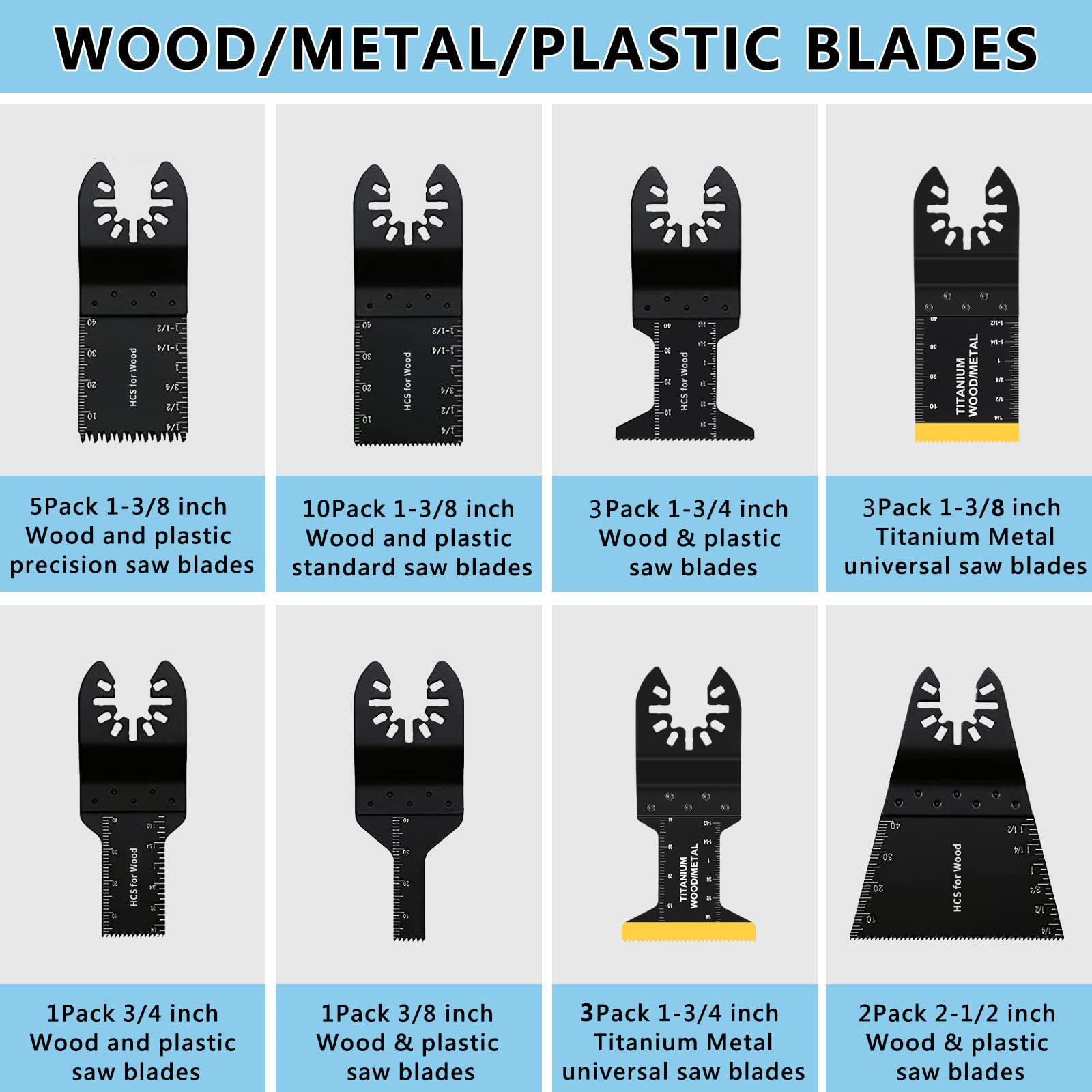 AIFICUT Kit di 97 lame oscillanti per sega da taglio per legno, plastica, metallo, lame per utensili oscillanti, con cuscinetti abrasivi, kit di carte vetrate, adatte per Dewalt, Ryobi, Milwaukee