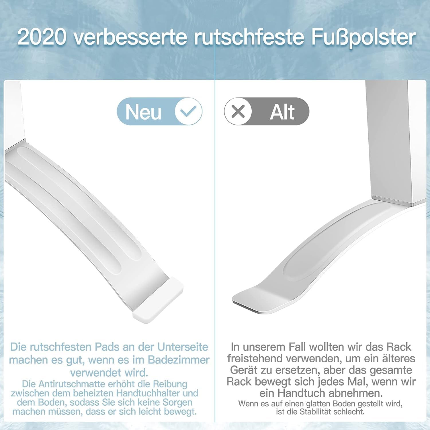 FANTASK 2 in 1 elektrischer Handtuchwärmer, Handtuchhalter mit 6 Stangen freistehend & wandmontiert, 100W Handtuchheizkörper Aluminiumrahmen, Handtuchtrockner Badheizkörper
