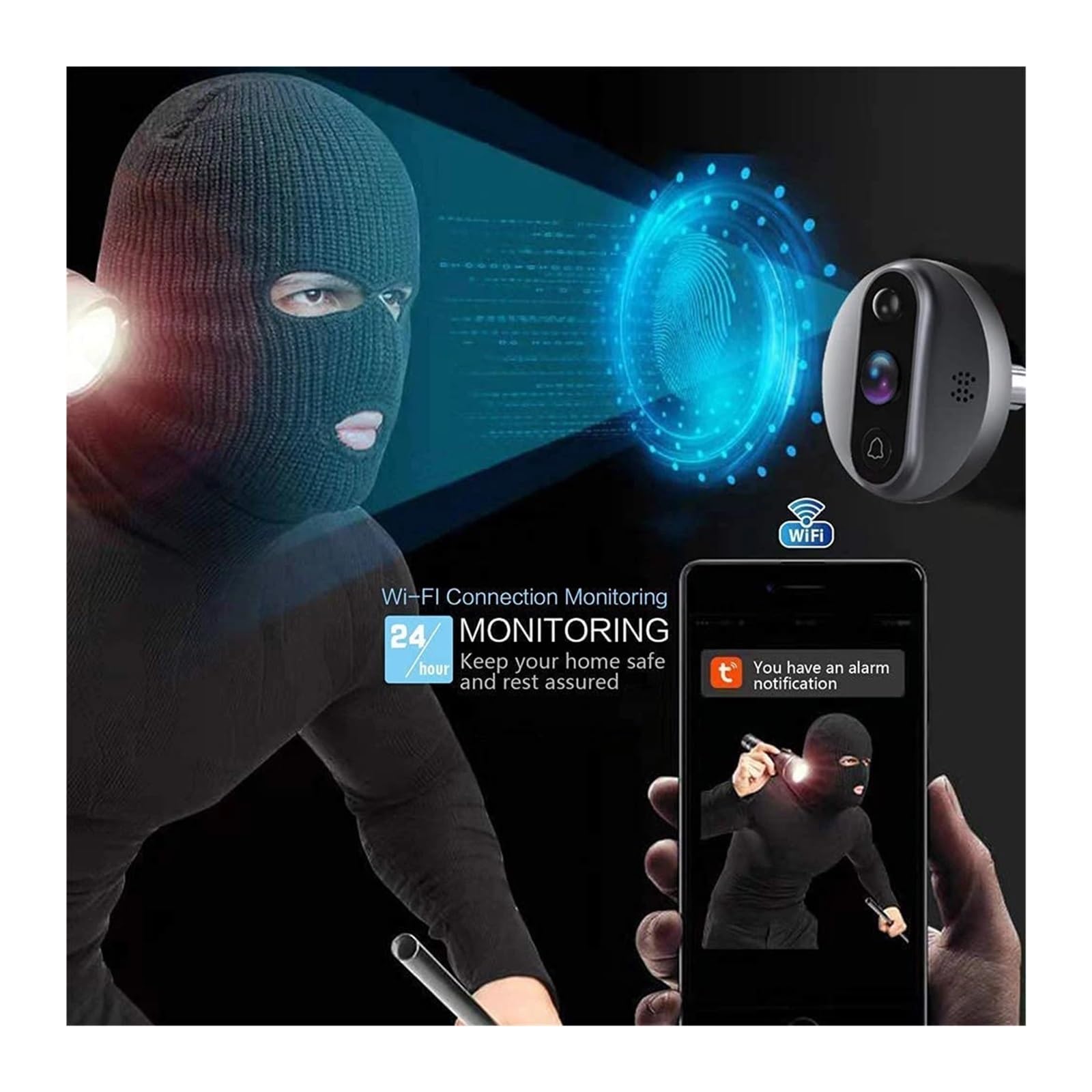 Vie Intelligente sans Fil sécurité Maison vidéo Sonnette caméra(Tuya Camera 64G)