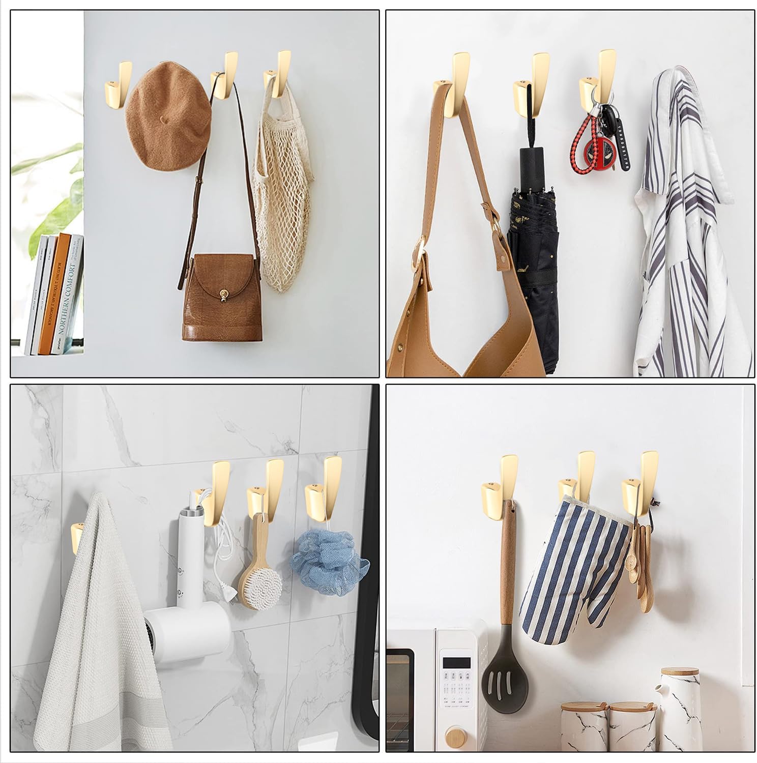 SARIHOSY5 Packs Coat Hooks,Metal Hooks for Clothes, Hats, Bags, Towels, Keys(Frosted Gold) image 2