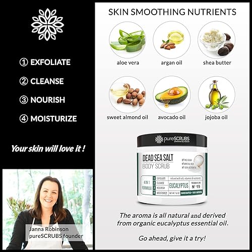 Miniatura 56 de PureSCRUBS - Juego de exfoliante corporal orgánico de alta calidad, exfoliante corporal grande de 16 onzas, sal del mar muerto pura impregnada con