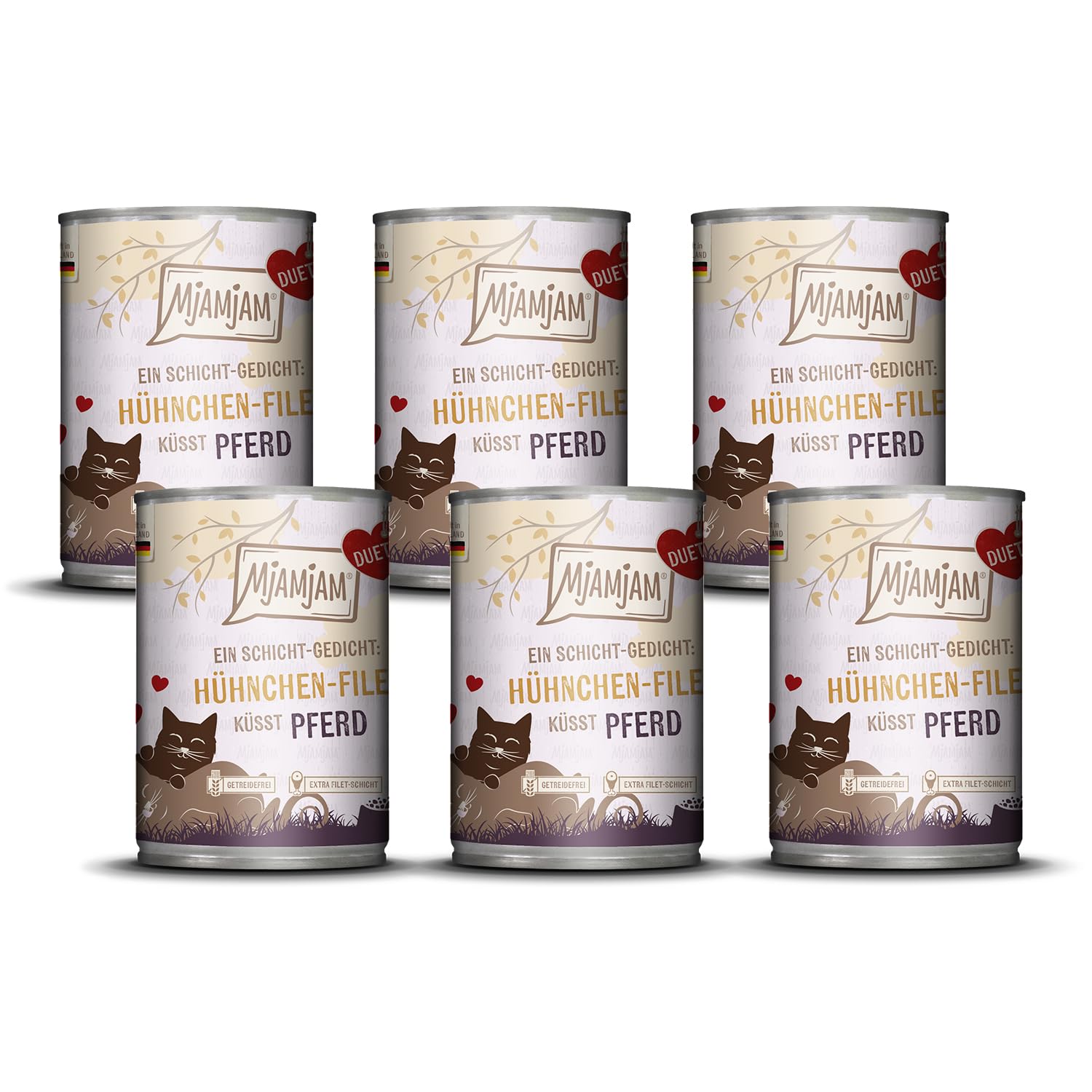 MjAMjAM - Premium wet food for cats - Duett - Chicken fillet kisses horse, 6 pack (6x390g), grain-free