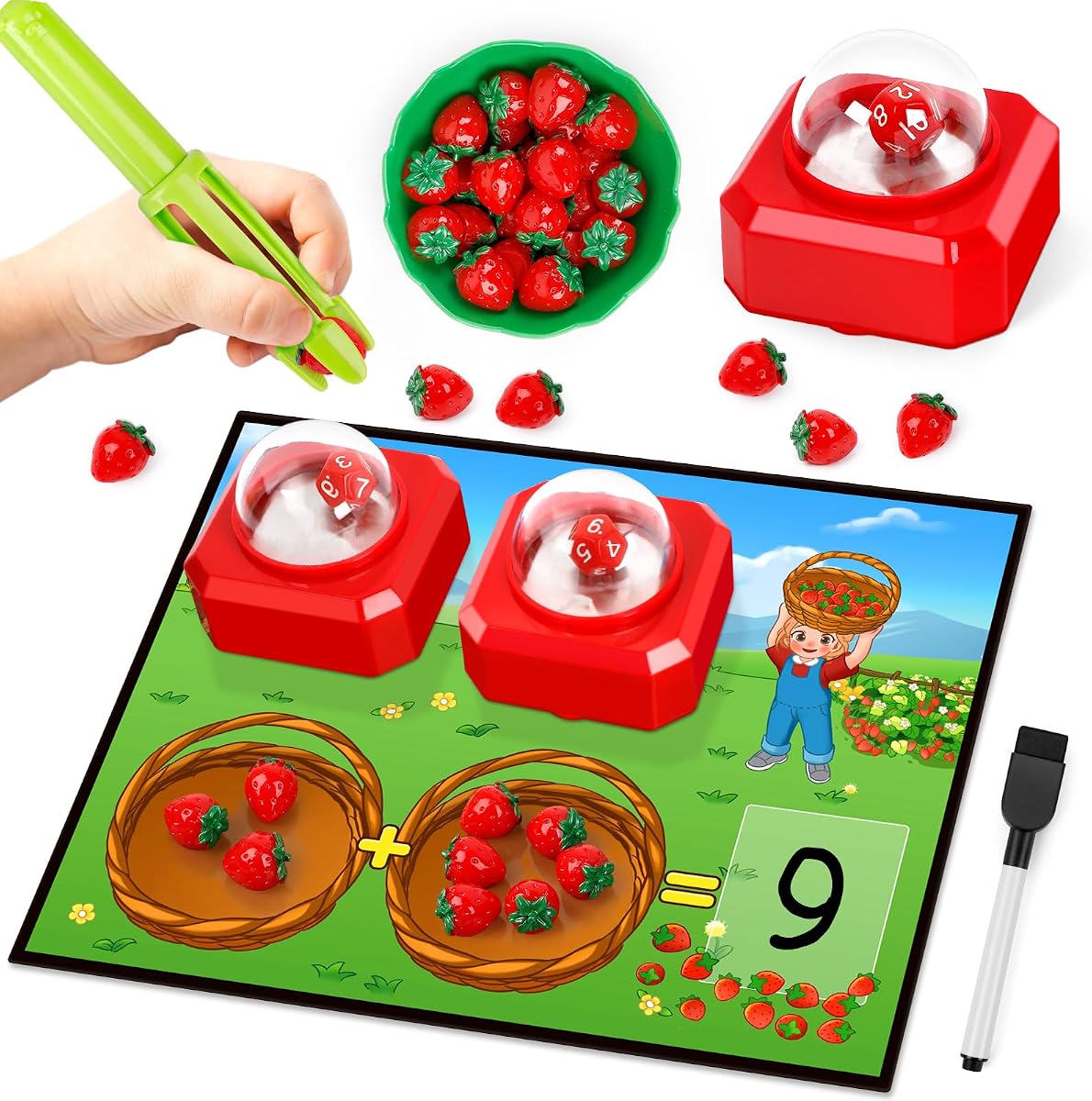 Juegos de mesa de matemáticas para niños con dados, manipuladores de matemáticas, jardín de infantes, juegos de matemáticas preescolares, contadores, juguetes, juegos de dados de suma y resta, suministros para la escuela en el hogar, artículos imprescindibles para el aula