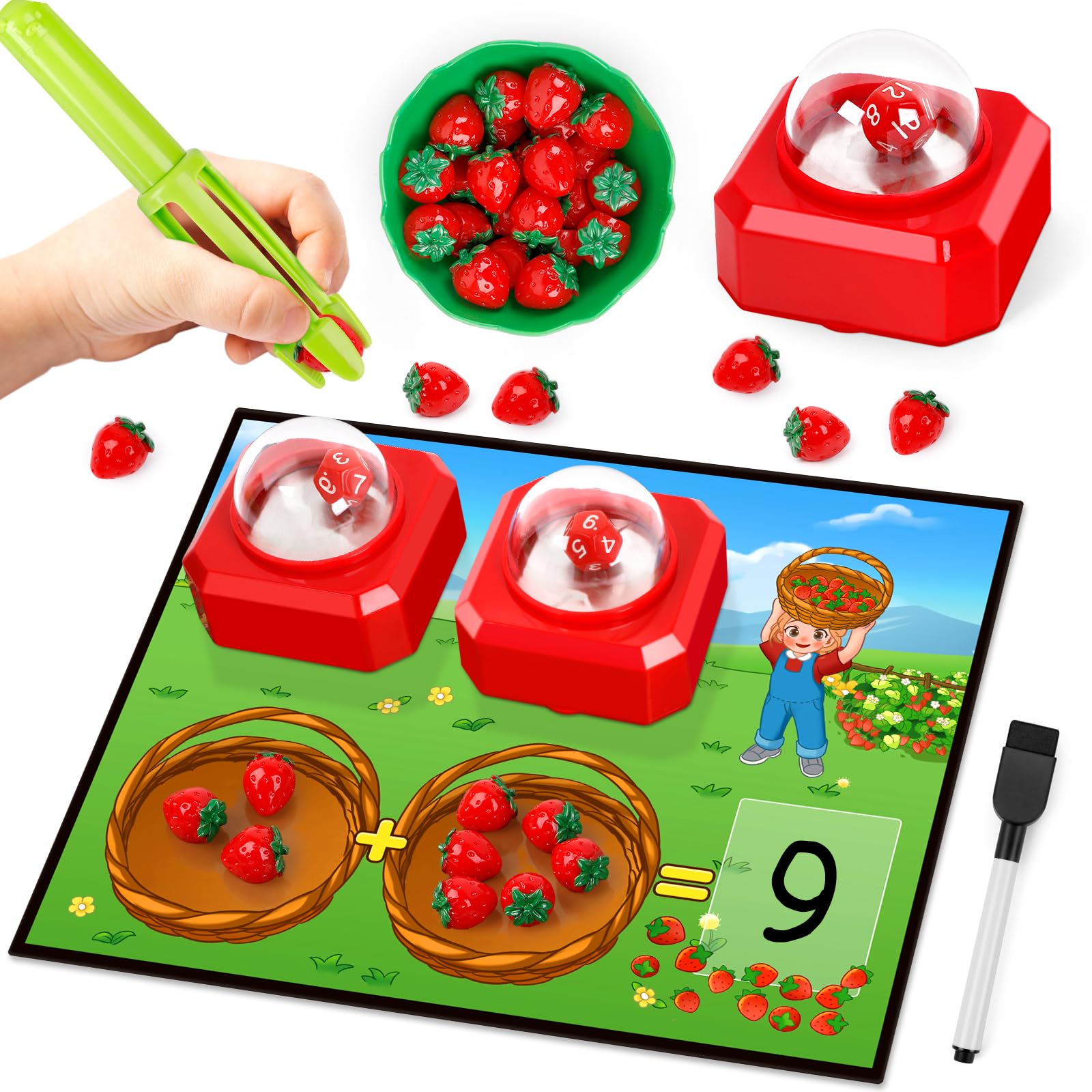 SkilLify Math Board Games for Kids with Dice Poppers, Math Manipulatives Kindergarten Preschool Math Games Counters Toys, Addition and Subtraction Dice Games Homeschool Supplies Classroom Must Haves