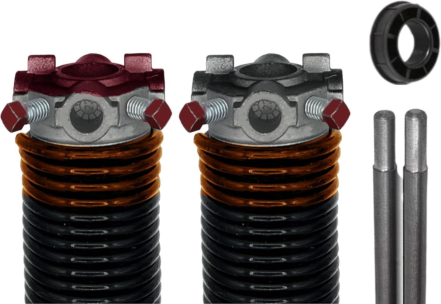 Alcan Garage Door Torsion Spring 273x2x36 Torsion Springs for Garage Door Repair | Left and Right Hand Wound Replacement with 1" Nylon Bushing and Winding Bars (Pair)