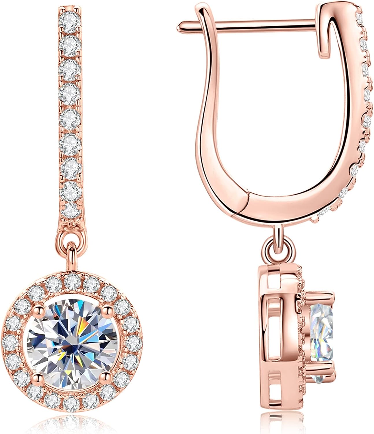 PROSTORRY 1CT Moissanite Dangle Earrings 925 Sterling Silver D Color Moissanite Pendant Drop Huggie Earring for Women Birthday Christmas Jewelry Gifts