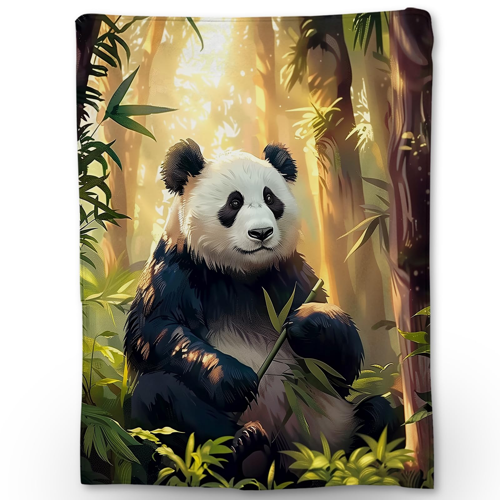 Ti Caldi Cute Panda in Forest Blanket | Soft Warm Fuzzy Lightweight Animal Flannel Throw Blanket Perfect for Couch, Bed, Travel & Outdoor Use, Cozy