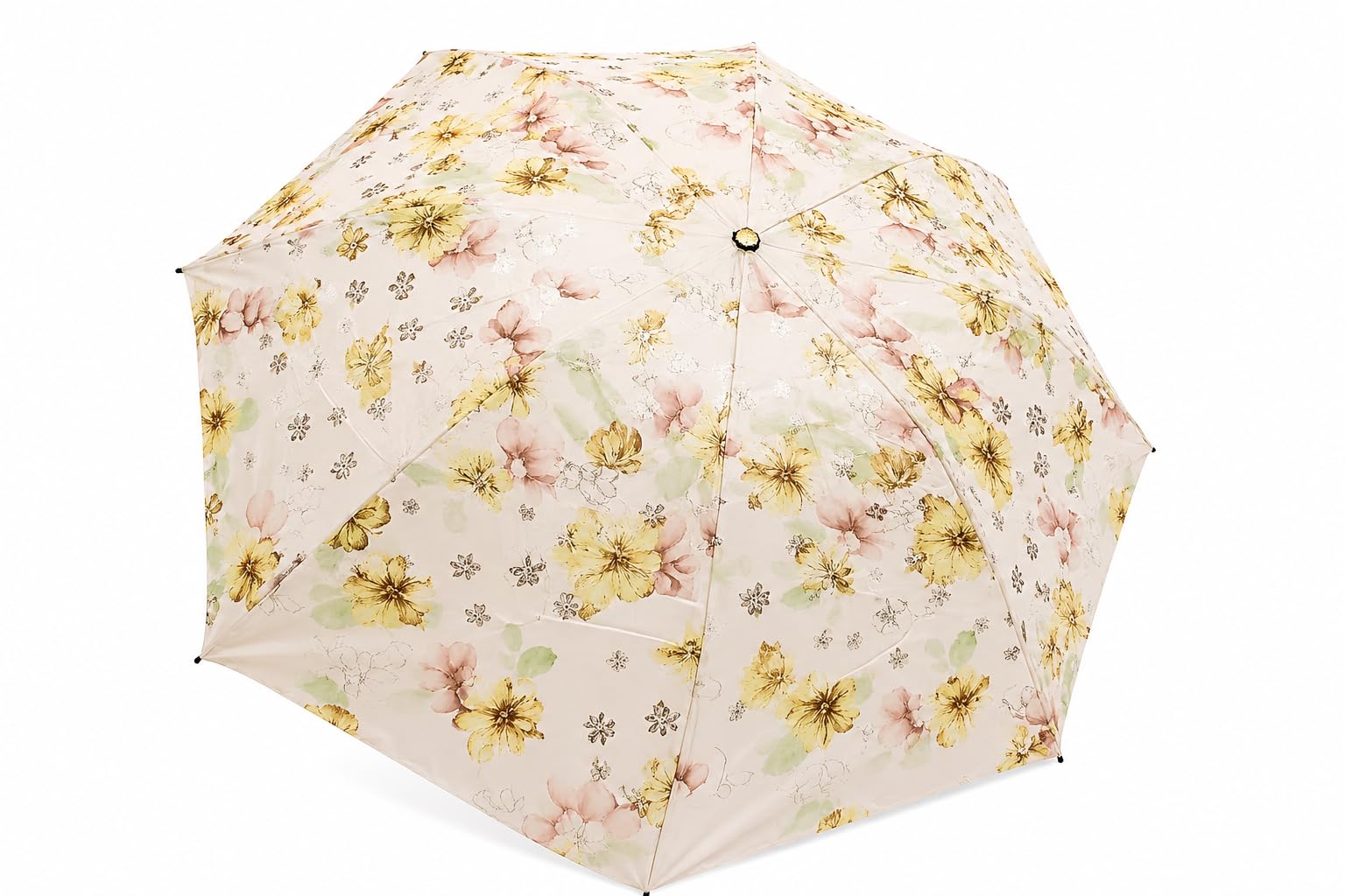 White Beauty 3 Fold Umbrella, Floral Print, Premium Classy Compact Folding Design-picture-41