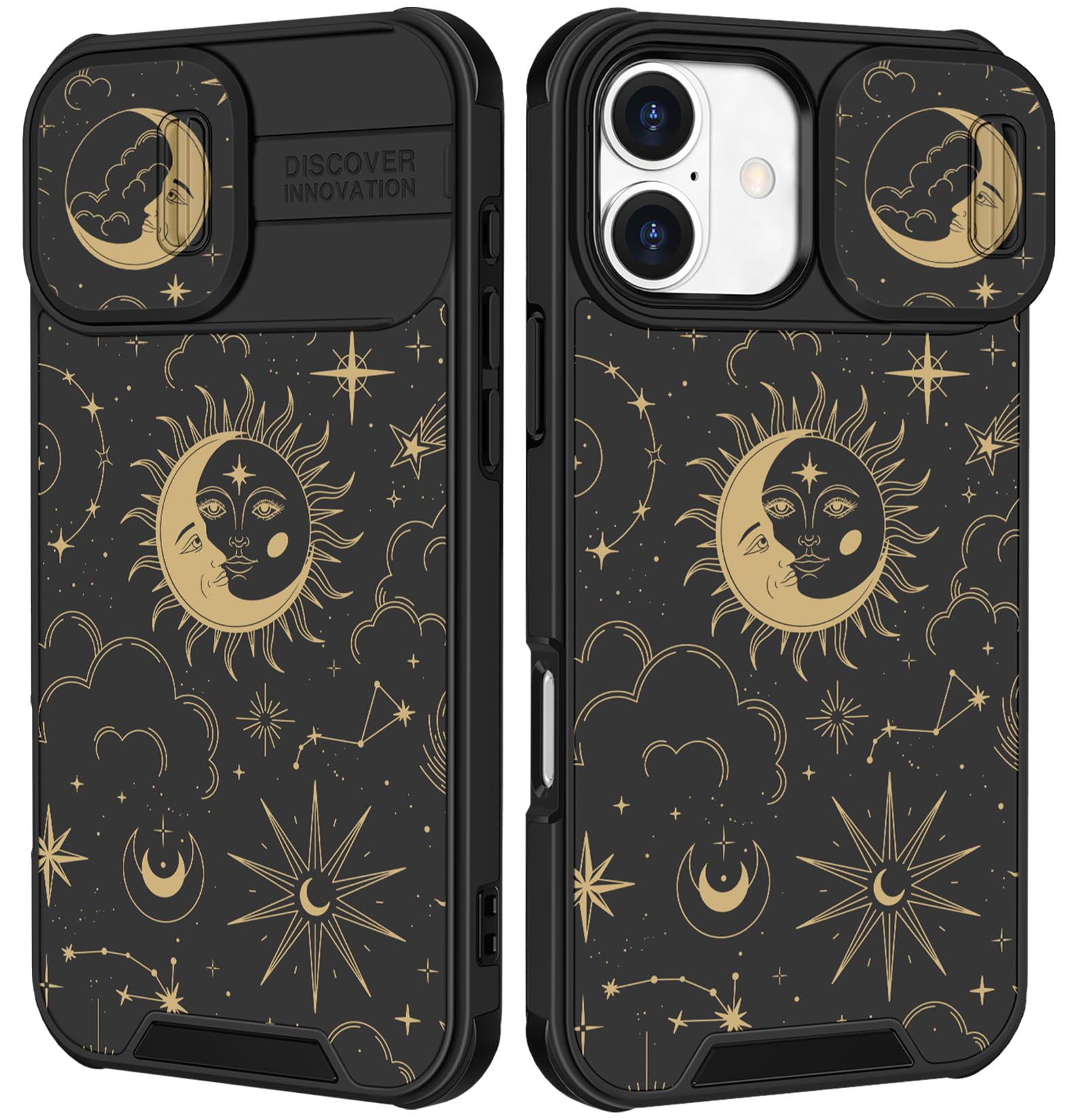Funermei for iPhone 17 Case - Women Girls Cute Phone Cover Pretty Girly Aesthetic Black Butterfly Unique Design with Slide Camera Cover and Dual Protection Funda for iPhone 17 Case