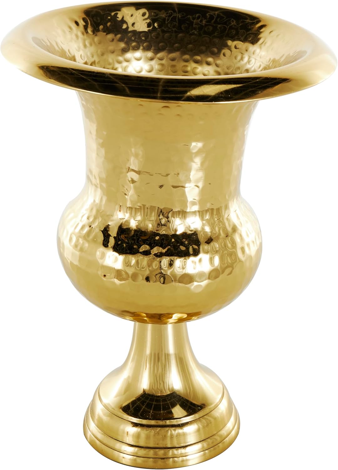 Deco 79 Aluminum Metal Decorative Vase Hammered Centerpiece Vase with Cone Shaped Opening, Flower Vase for Home Decoration 6" x 6" x 13", Silver