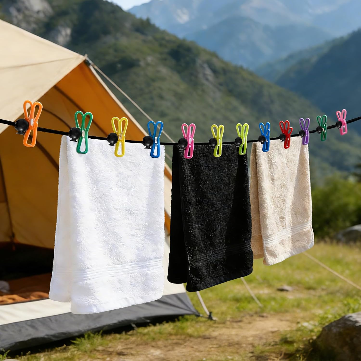 Travel Clothesline with Two Magnetic Hooks for Cruise Ship Essentials, Clothes Line 12 Clothes Clips for Cruise Must Haves Essentials 2026, Portable Clothesline for Camper Essentials Car Accessories