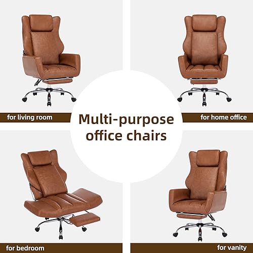 Miniatura 6 de DYHOME Silla de oficina ejecutiva con masaje y reposapiés, escritorio de tareas resistente, sillas ergonómicas giratorias con ruedas de apoyo