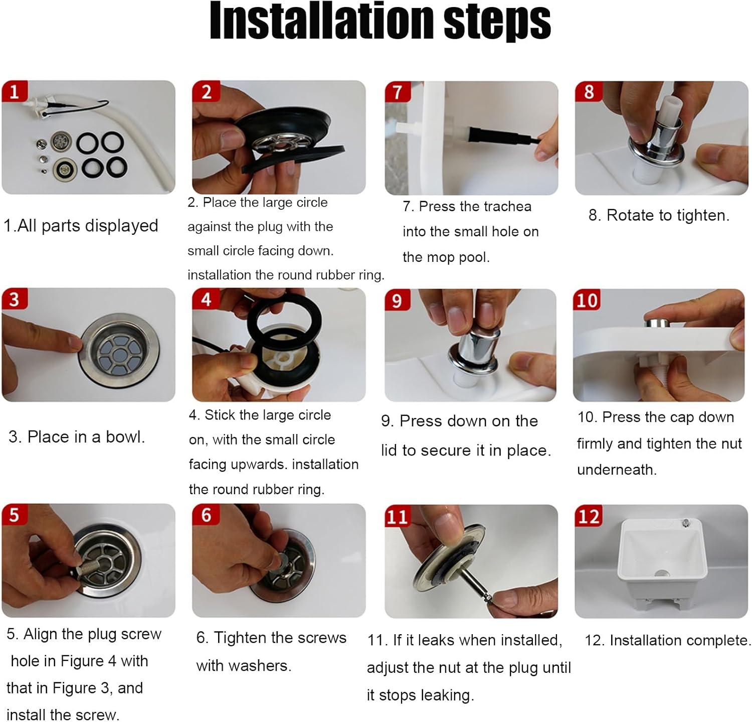 40/50cm Household Sink PP Countertop with 1-touch Water Control Mop Basin Portable Laundry Tub Suitable for Laundry Rooms Garages Basements Balconies and Gardens