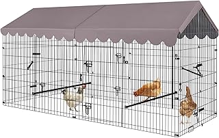 GUTINNEEN Chicken Coop Chicken Run for Yard with Cover 88“ Outdoor Metal Chicken Tractor Rabbit Pen Small Animal Cage Enclosure for Duck Bunny Hen