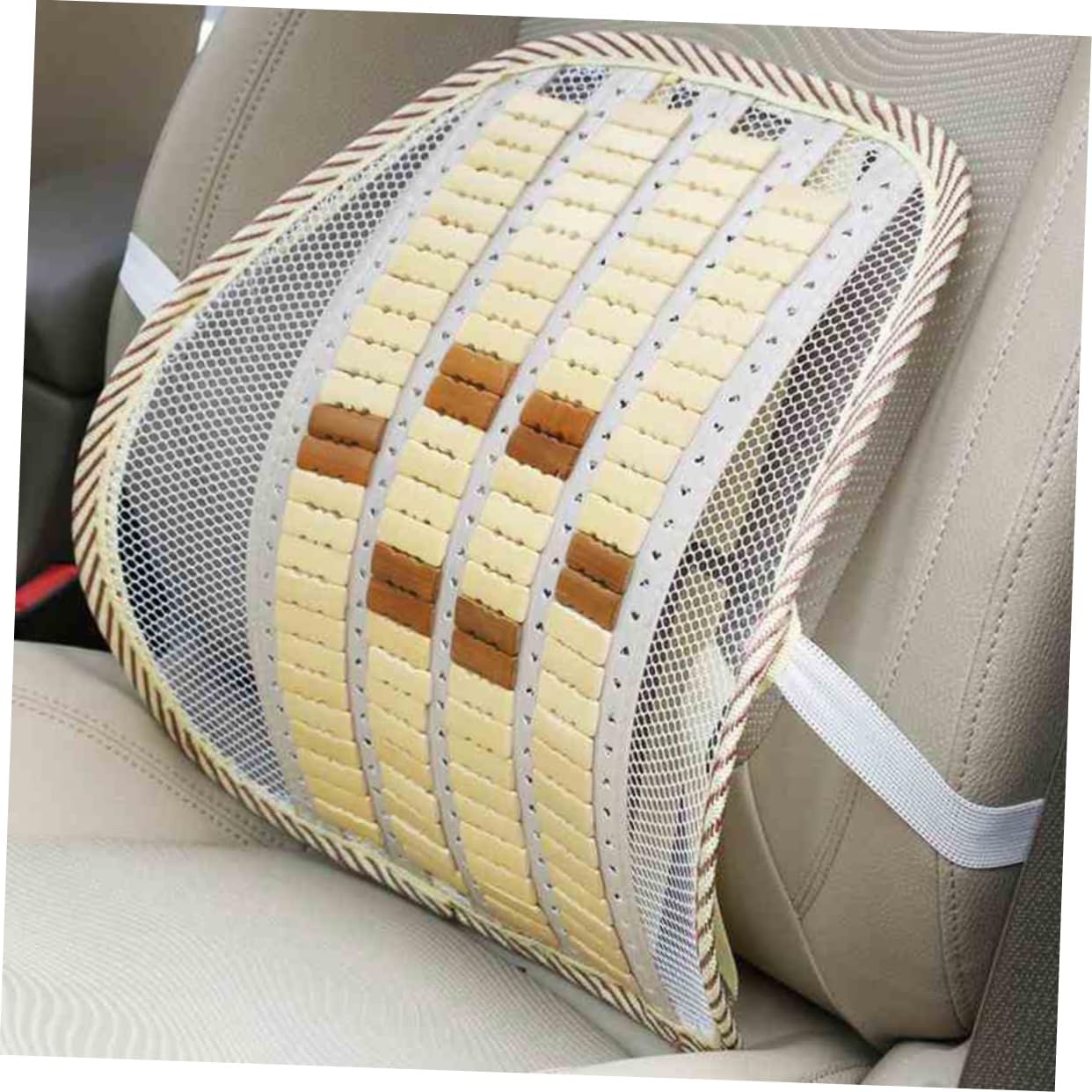 1pc Summer Lumbar Support Cushion Bamboo Charcoal Back Rest for Office Car and Home Ergonomic Waist Pad for and Comfort