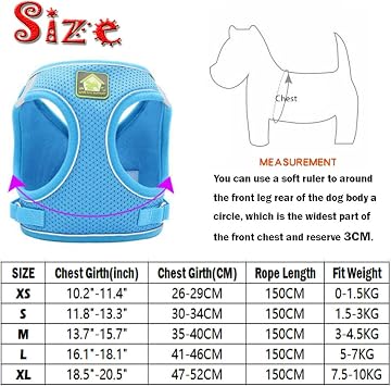 FEimaX Dog Harness and Leash Set for Small Medium Dog Cat No Pull Adjustable Soft Mesh Chihuahua Chest Harness Puppy Reflective Step-in Safety Vest for Outdoor Walking