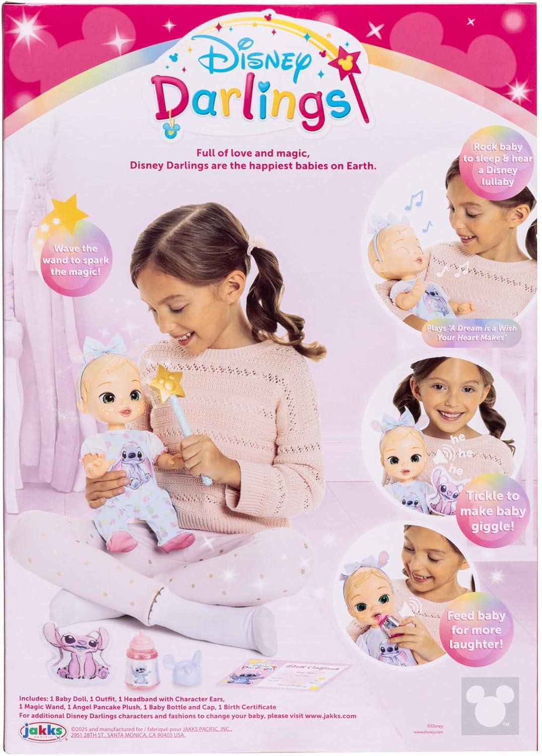 Disney Darlings 13-Inch Interactive Baby Doll – Magical Lights, Sounds, Music & Wand – Stitch -Inspired Nurturing Doll with Accessories – Multiple Skin Tones, Eye Colors – Ages 2 and Up