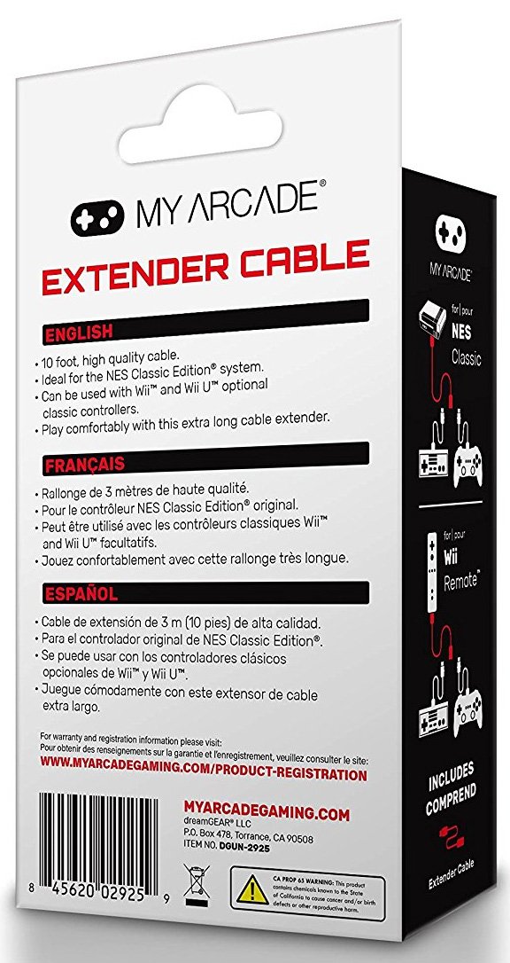 My Arcade Ten Foot Gamepad Extender Cable for The Nintendo SNES Classic Edition Console or NES Classic Edition Console