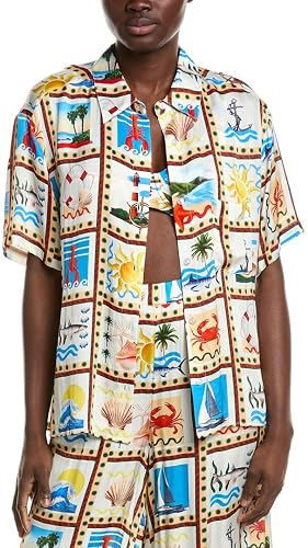 WEWOREWHAT-Short Sleeve DAD Shirt-Beach Scene-Off White MLTI-M