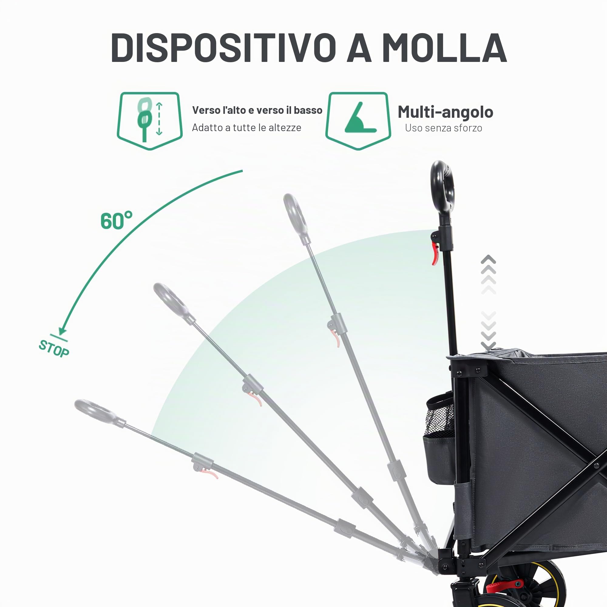 TIMBER RIDGE XXXL Carrello pieghevole 300L 160KG con Freno Reti Anti-Caduta Carrello di Trasporto Tasca Laterale Porta Bevande Maniglia Regolabile Carrello per giardino da spiaggia da campeggio