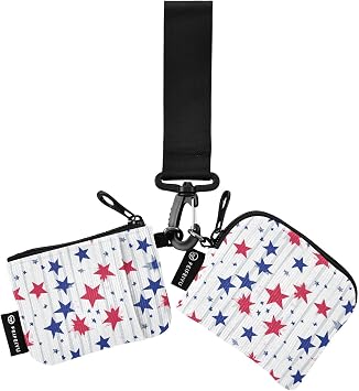 Mini Zip Around Wristlet Wallet Keychain Wallet for Women Travel Sports Outdoors Dual Pouch Wristlet Portable Coin Purse Small Wallets Patriotic Stars Pattern
