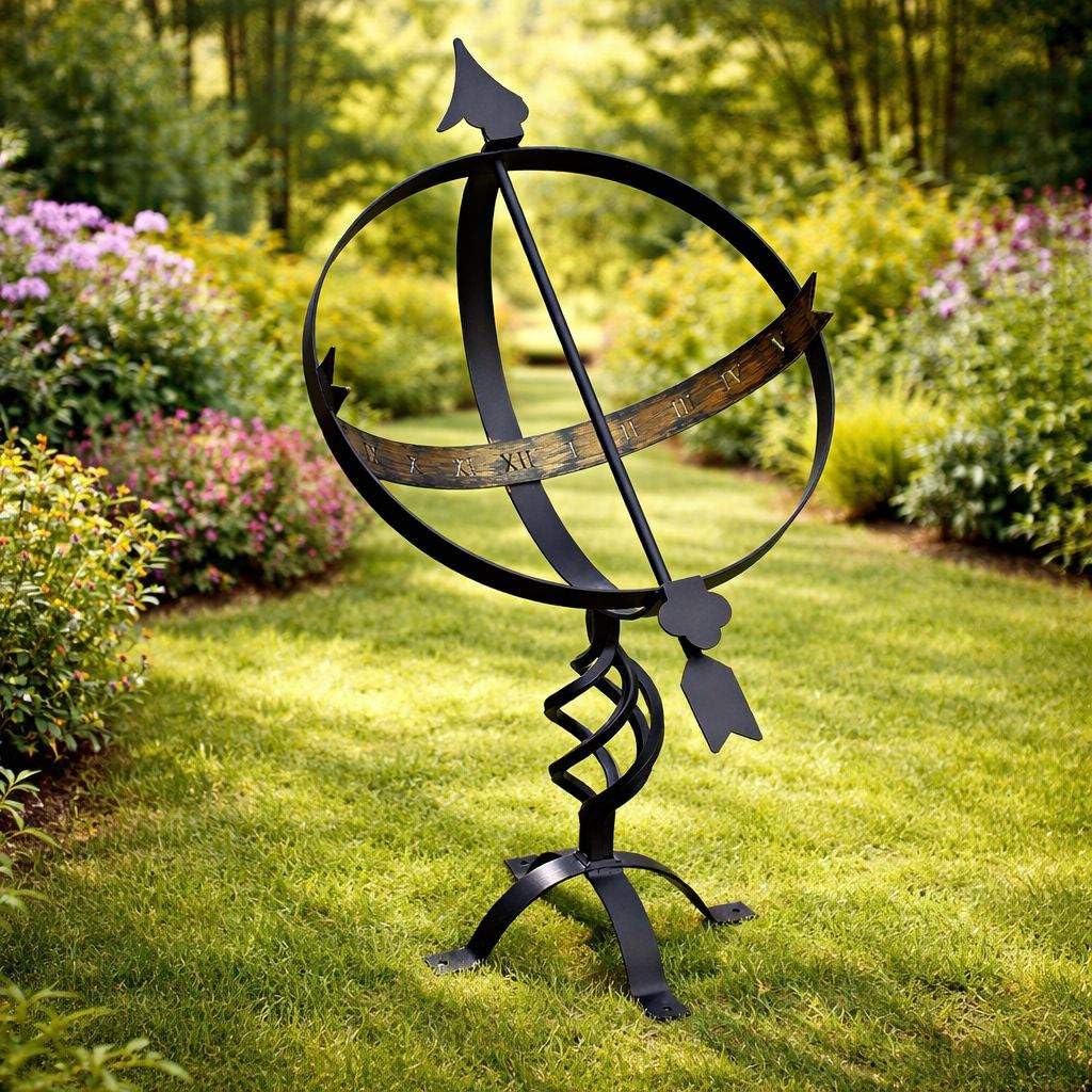DanDiBo Cadran Solaire Noir en métal Fer forgé Résistant aux intempéries 72cm Pendule de Jardin