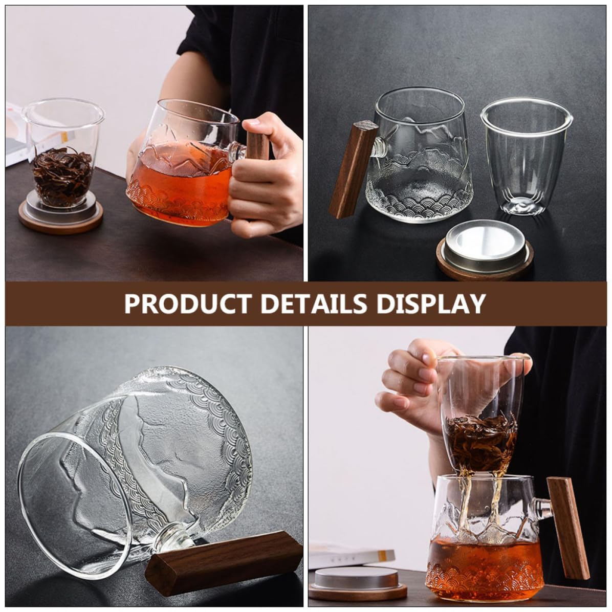 Moderne Glastasse mit Teesieb und Deckel Hitzebeständig und Sicher Großer Fassungsvermögen Tee Trinkbecher für Büro und Zuhause