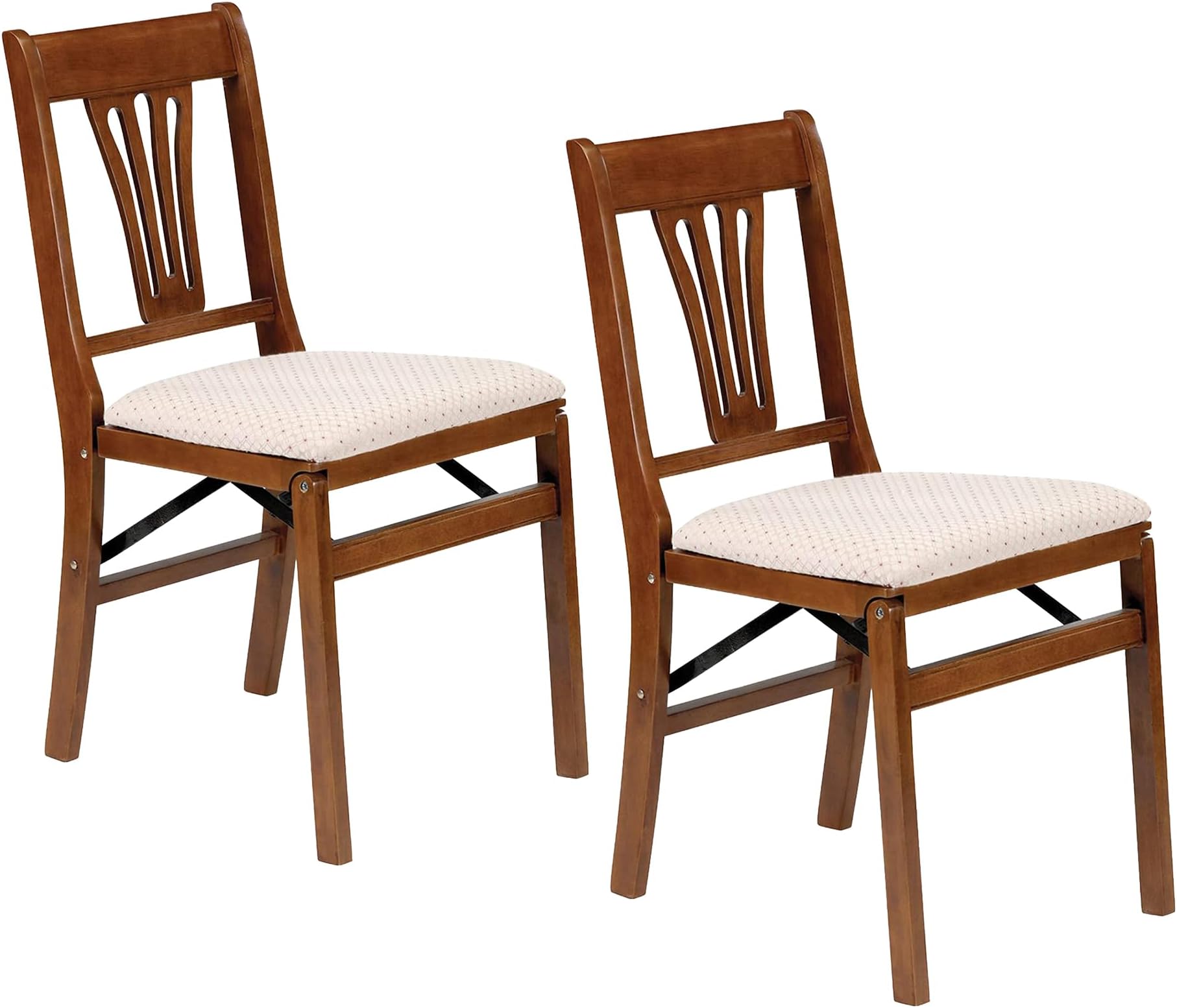 Stakmore Urn Solid Wood Folding Dining Chairs, Fruitwood/Blush, 2 Pack