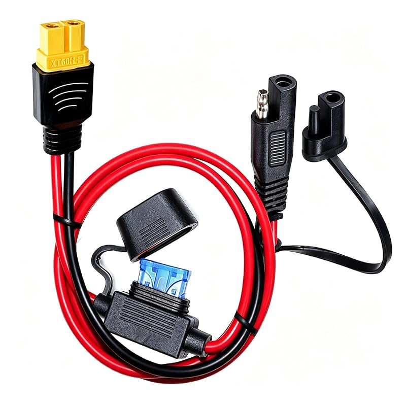 Cabo de extensão SAE para XT60 YETOR com fusível de 15 A e fio 10AWG – 60,96 cm