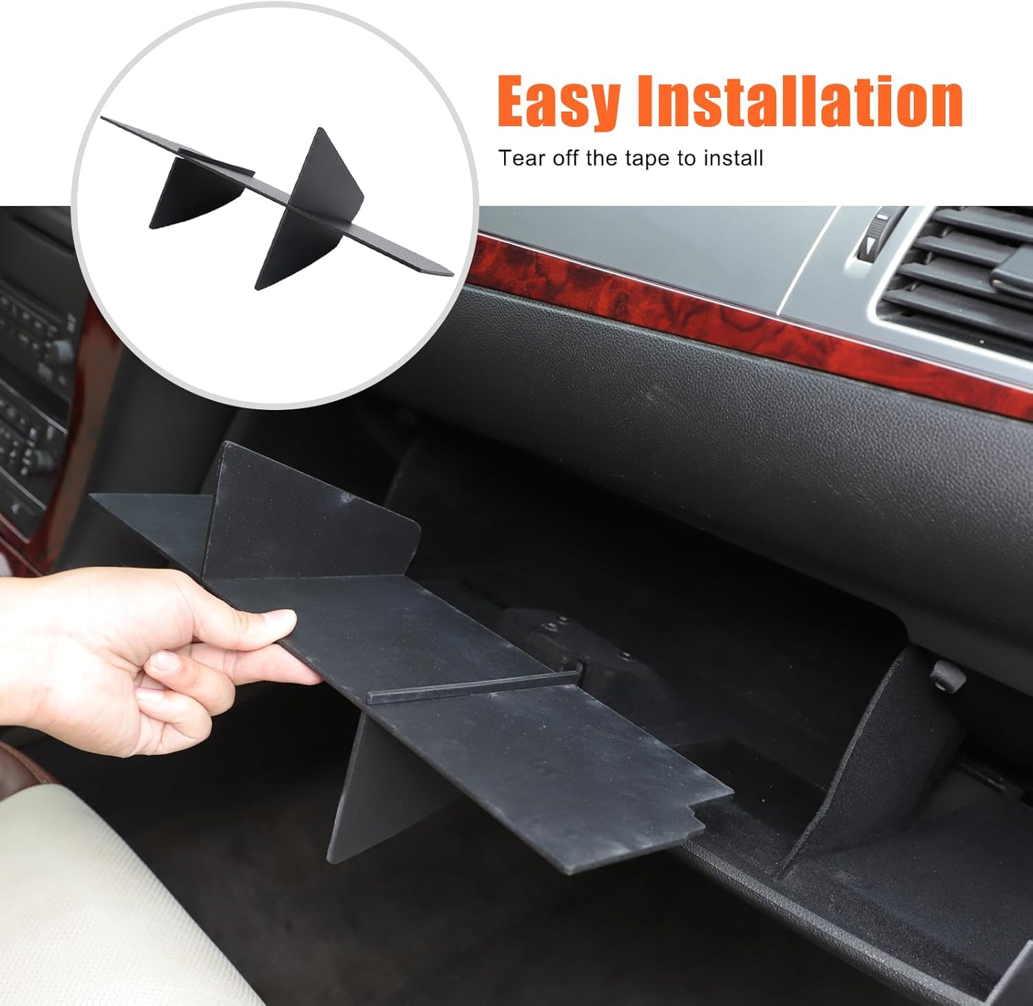 Glove Box Dividers Organizer Compatible with Cadillac Escalade 2007-2014 Accessories, 3 PCS Automotive Center Consoles Insert Glove Compartment Tray Secondary Storage ABS Black