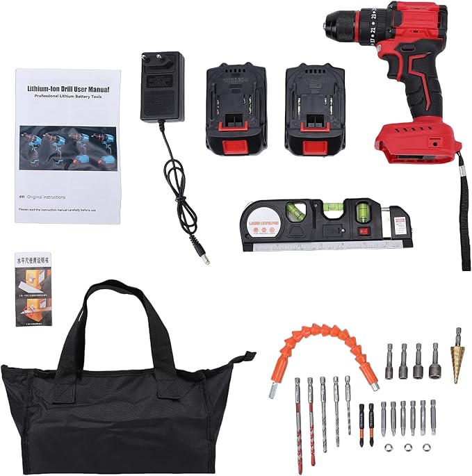 Taladro Percutor Inalámbrico Fafeicy 21V con 2 Baterías y Cargador miniatura 3