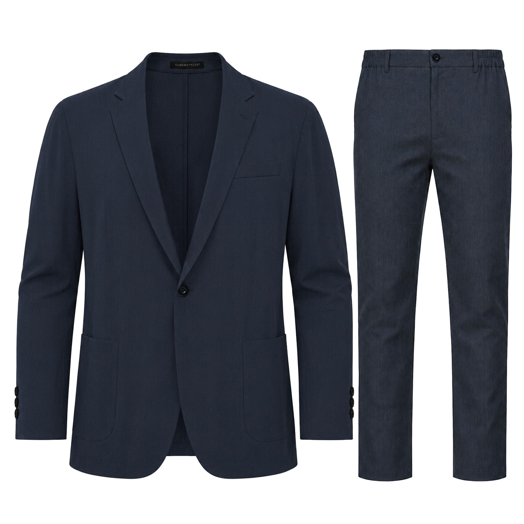 YFFUSHI Herren 2 Teilig Anzug Regular Fit Sakko Hose Sommer | Leinen, 1 Knopf, Reverskragen, Gummibund, für Freizeit oder Business, Casual