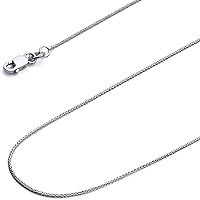 Vista 1 de 14k REAL YellowWhiteRose Gold Solid 1.5mm, 1.2mm, 1mm Braided Wheat Chain Necklace with Lobster Claw Clasp