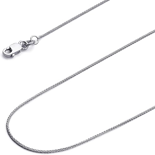 14k REAL YellowWhiteRose Gold Solid 1.5mm, 1.2mm, 1mm Braided Wheat Chain Necklace with Lobster Claw Clasp