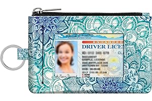 Slim Zip ID Case, Card Holder & Coin Purse Wallet with Key Chain