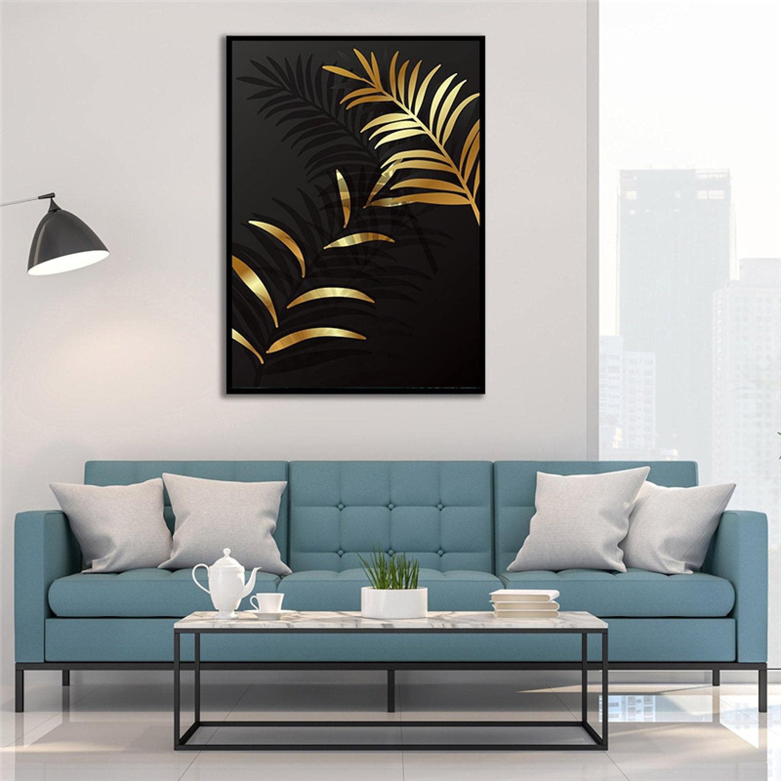 Art mural abstrait feuilles d'or plante ananas affiche moderne - 7